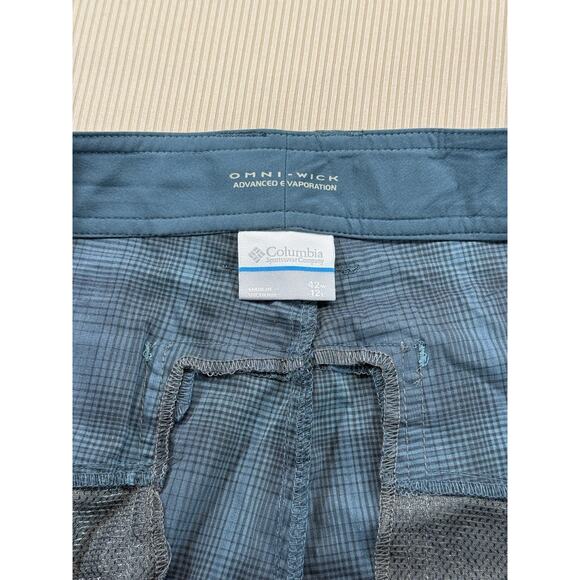 Columbia Omni-Wick Plaid Golf Hiking Shorts Blue 42W 12” Inseam - Picture 6 of 8